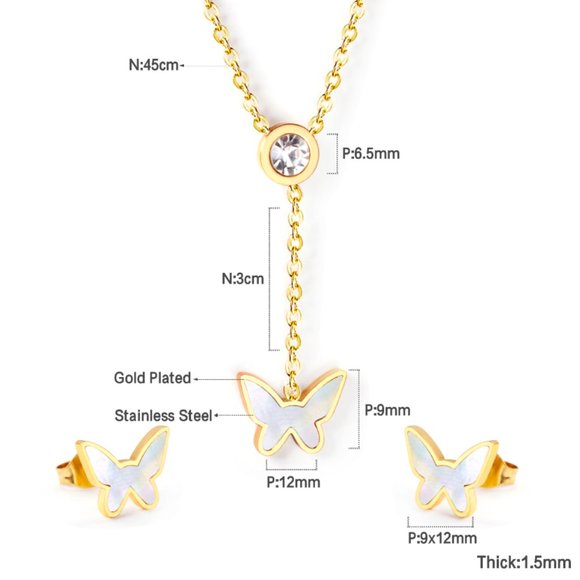 18K Gold Plated Necklace Earrings Set - Picture 8 of 13